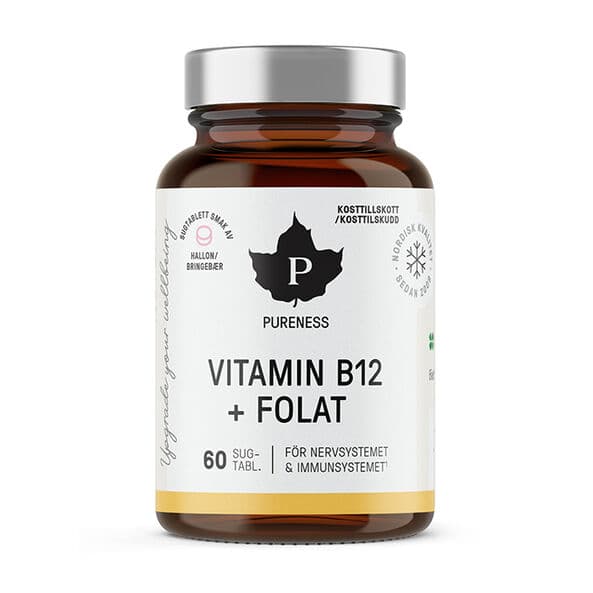 Pureness Vitamin B12 + Folat Hallon, 60 sugetabletter