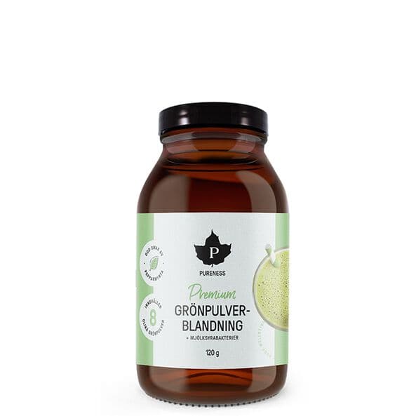 Pureness Premium Grønpulverblanding + mælkesyrebakterier, 120 g