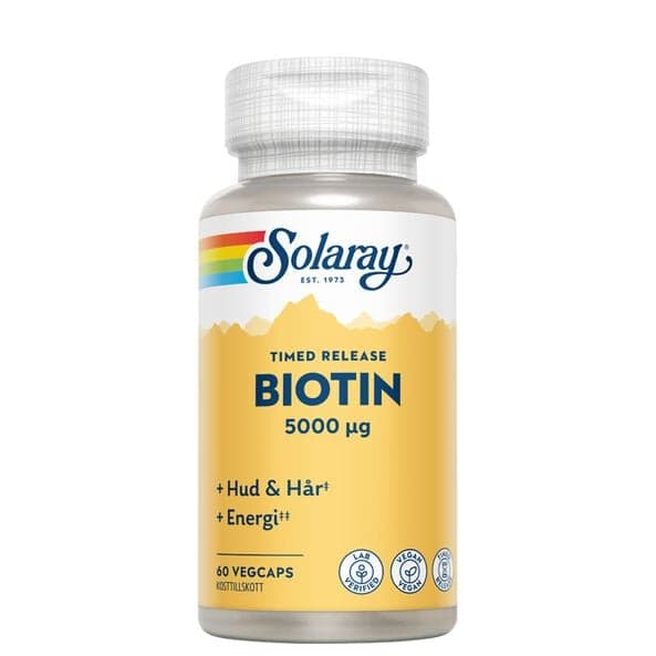 Solaray Biotin 5000 µg, 60 kapsler