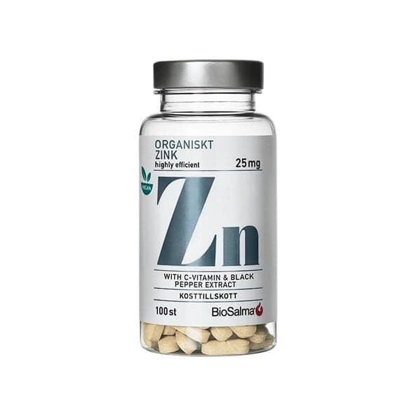 BioSalma Organisk Zink 25 mg + C-vitamin, 100 tabletter